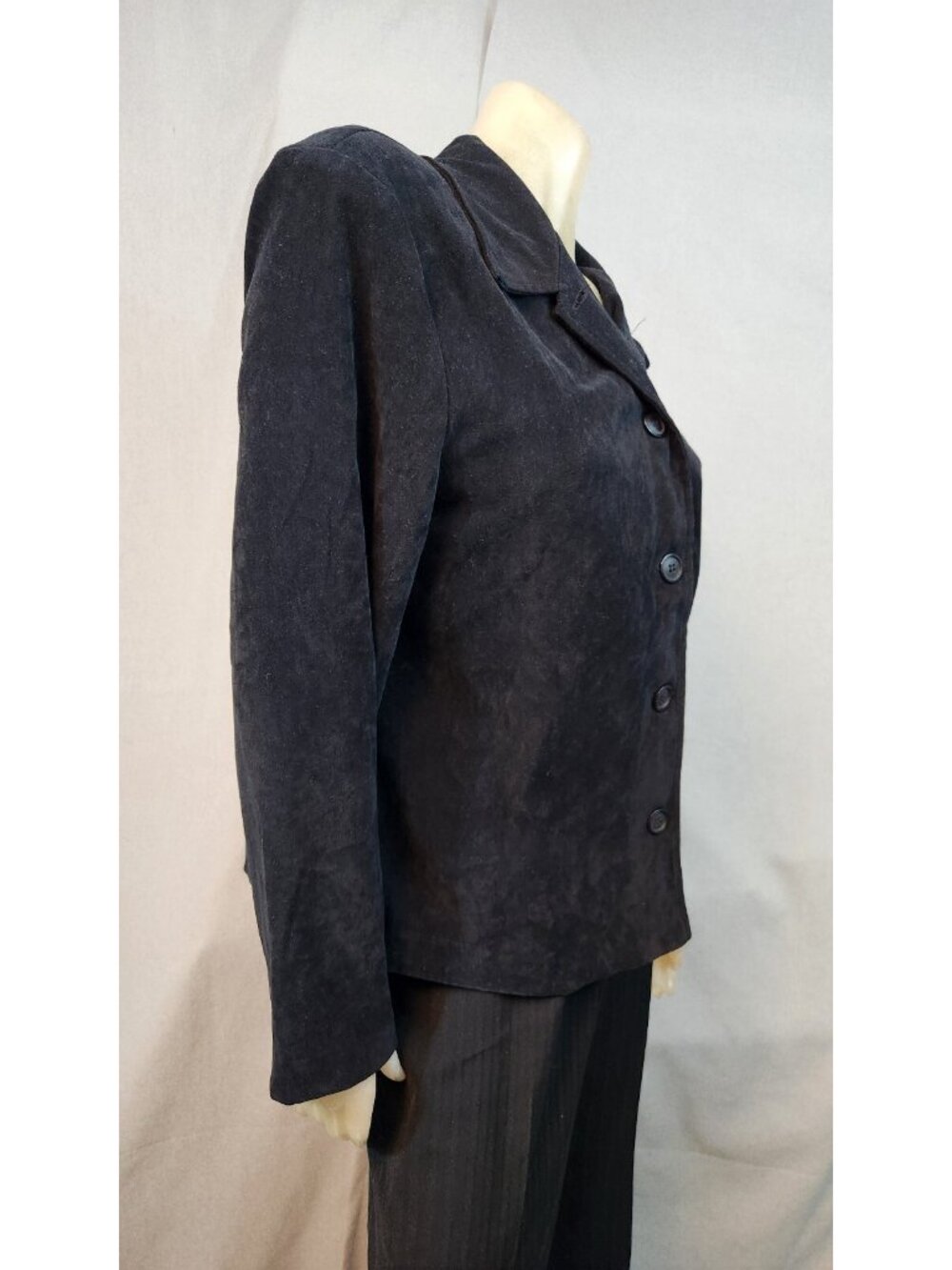 Vintage Briggs Solid Black Long Slv 5 Button Blazer Jacket Top WOMENS MEDIUM USA - Picture 3 of 6
